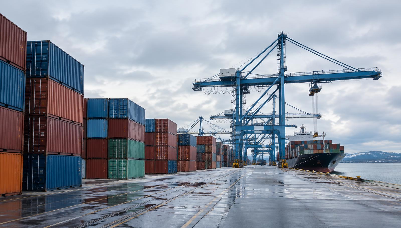 Container terminal with gantry cranes